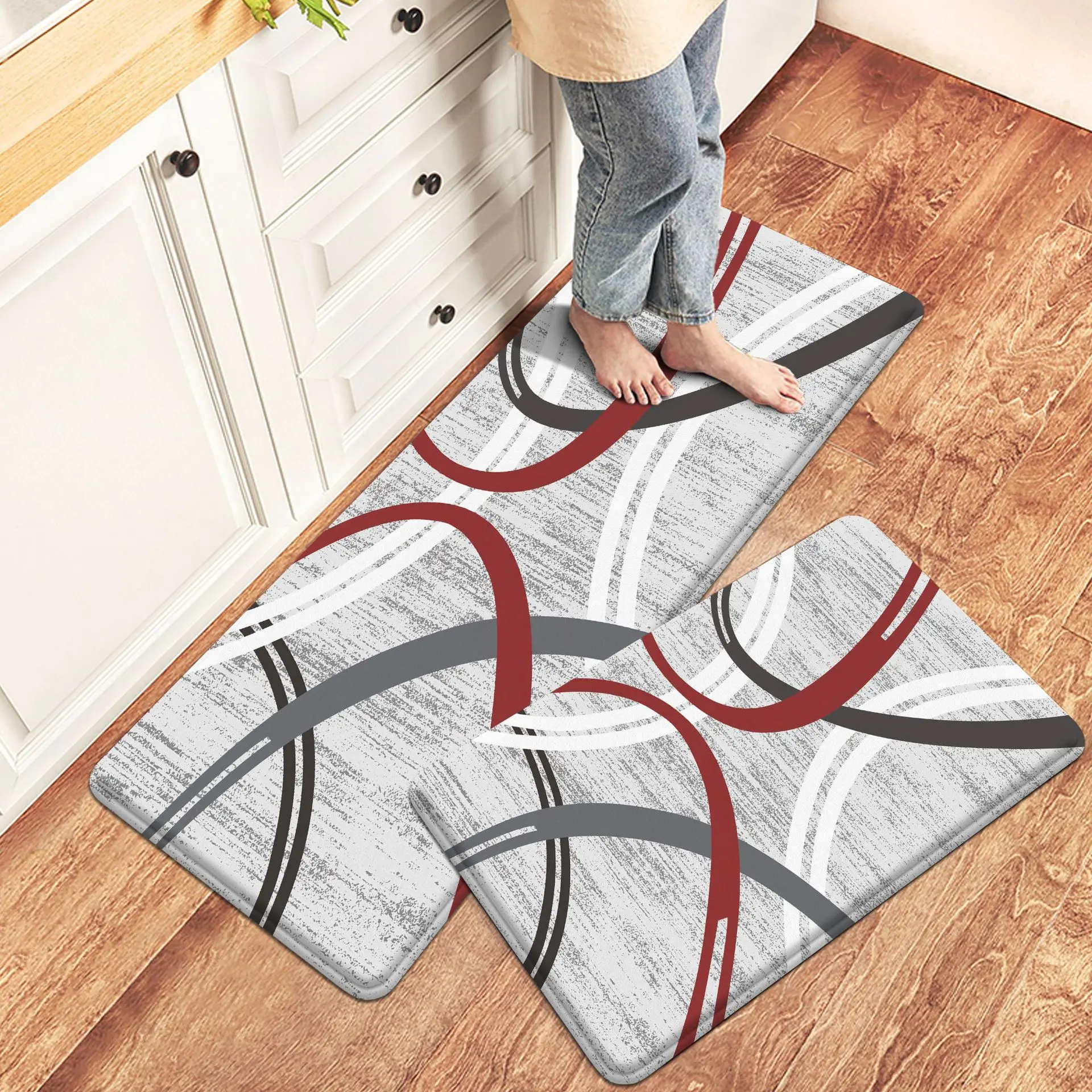 1Pcs Moderno Geométrico Patrón de Rayas de Larga alfombra del Piso de la Cocina Dormitorio Pasillo antideslizante Estera Alfombra Alfombra Decoración para el Hogar Imagen 0