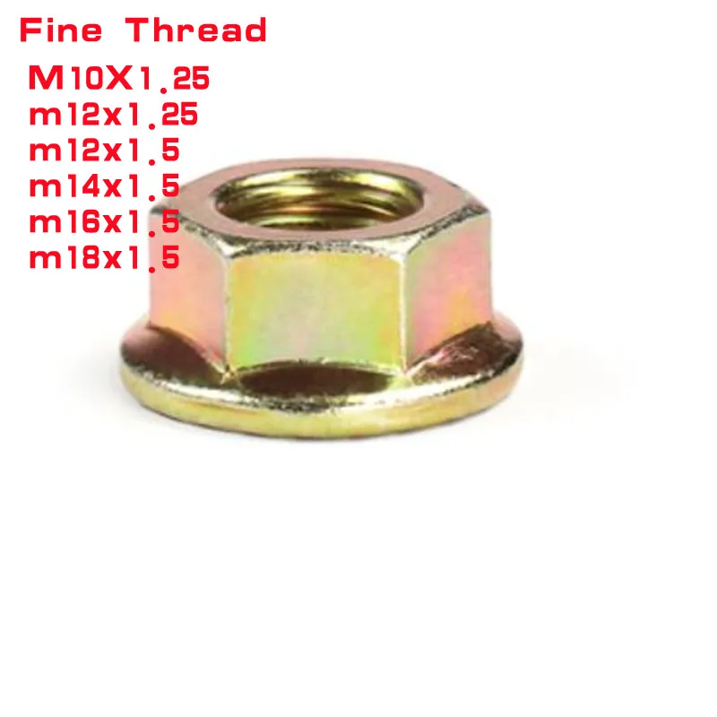 5pcs Grado 10.9 acero con el color de zinc, rosca Fina de Brida Hexagonal tuerca m10x1.25 m12x1.25 m14x1.5 m16x1.5 m18x1.5 Imagen 0