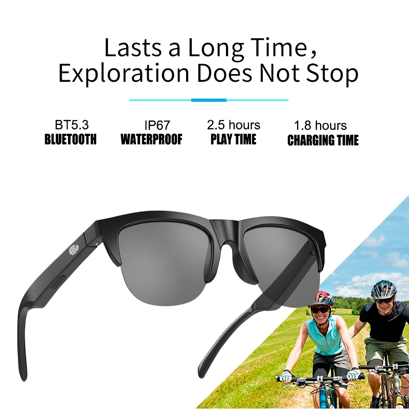 Vidrios inteligentes Bluetooth UV400 auricular inalámbrico de Juego de Gafas anti-azul retro de las gafas de sol son adecuados para Android teléfonos de Apple Imagen 1