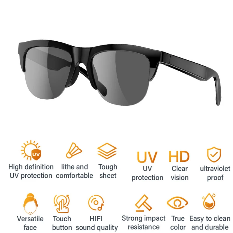 Vidrios inteligentes Bluetooth UV400 auricular inalámbrico de Juego de Gafas anti-azul retro de las gafas de sol son adecuados para Android teléfonos de Apple Imagen 3