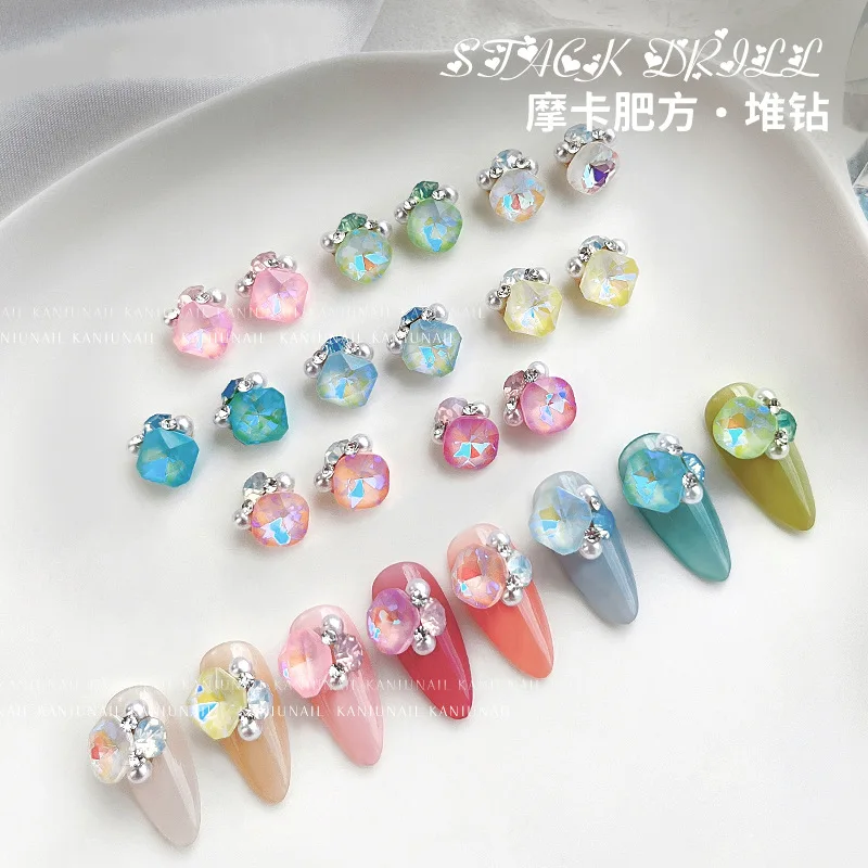 10Pcs de Uñas de Arte de la Joyería del Diamante de la Pila de Diseño de diamantes de Imitación de Cristal De Aleación de Uñas 3D Accesorios de Manicura Strass Diseñador Encantos Imagen 3