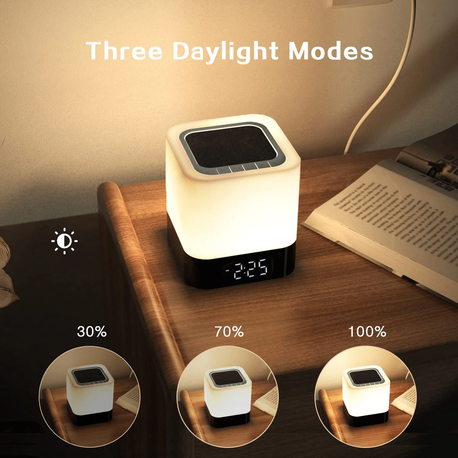 Cambio de Color Altavoz Bluetooth Luces de la Noche Reloj despertador Digital con Sensor Táctil Lámpara de la Mesita de Reproductor de MP3 de Regalo para Niñas Niños Imagen 2