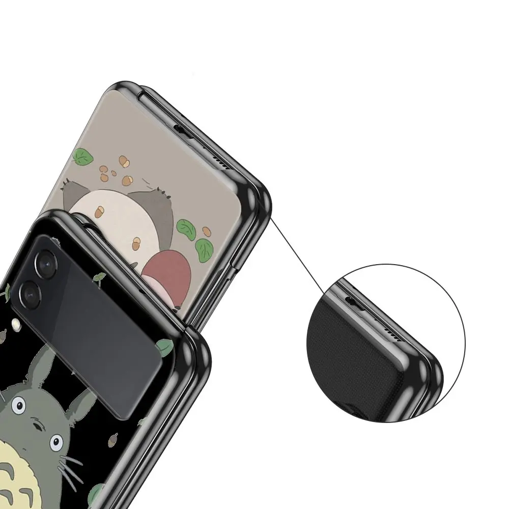De lujo de Regalo de la caja del Teléfono Para Samsung Galaxy Z Flip 4 Veces Difícil de Shell Para Samsung Z Flip 3 5G Cubrir Lindo de Mi Vecino Totoro Ghibli Imagen 3