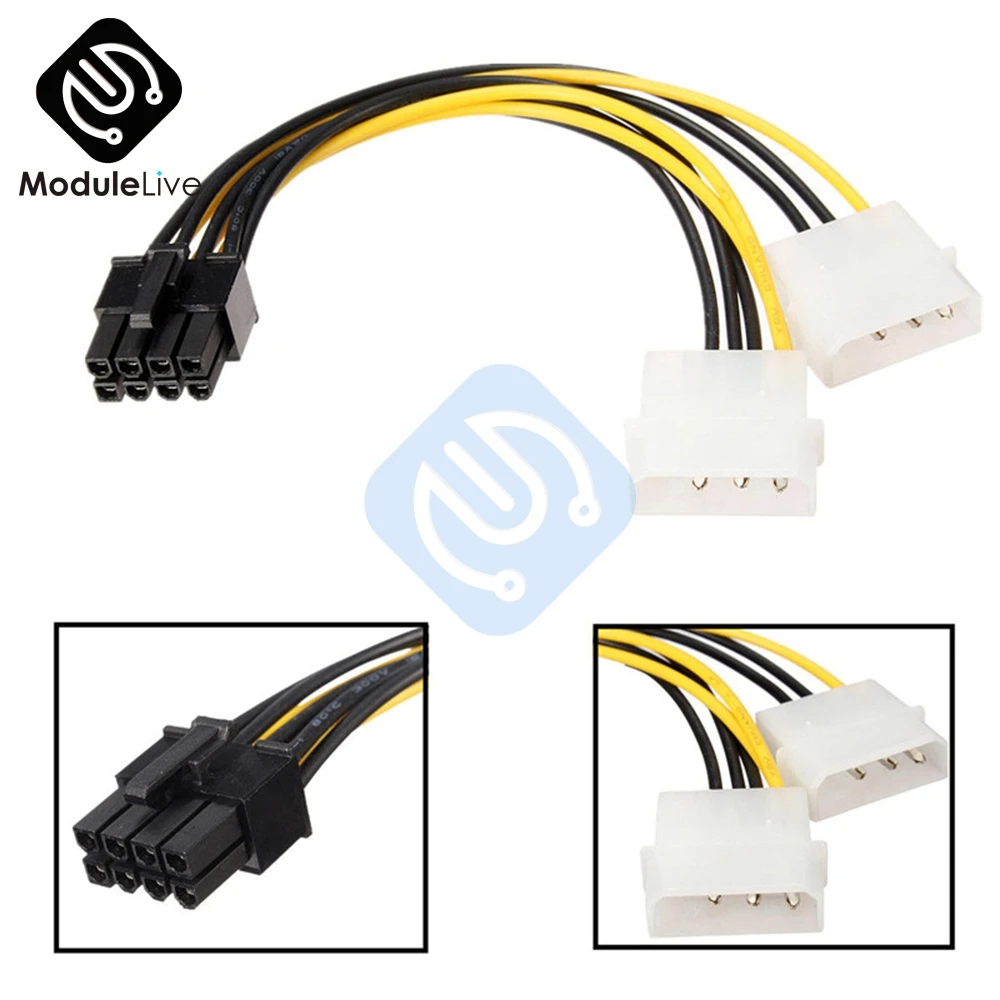 Doble Molex LP4 de 4 Pines a 8 Pines PCI-E de Expresar Convertidor del Adaptador del Cable de Alimentación Conector del Cable de la Línea de Herramientas Imagen 0
