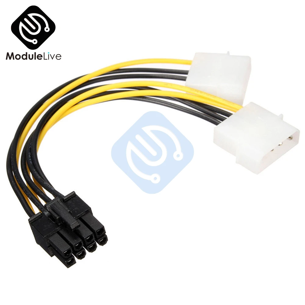 Doble Molex LP4 de 4 Pines a 8 Pines PCI-E de Expresar Convertidor del Adaptador del Cable de Alimentación Conector del Cable de la Línea de Herramientas Imagen 2