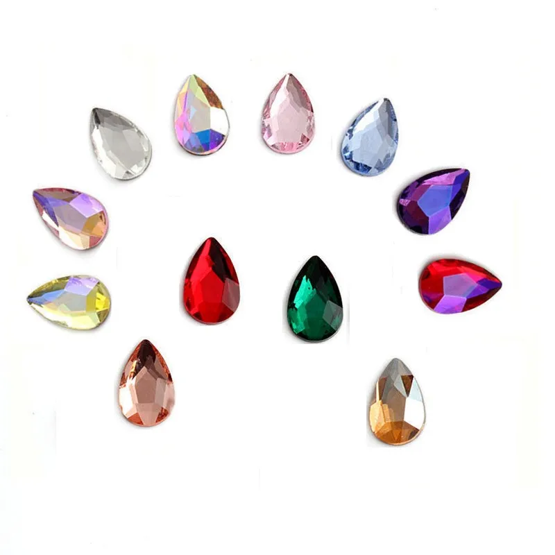 K9 50pcs/pack 7*10mm gota de Agua de la parte Posterior Plana de Uñas de diamante de imitación de Forma Especial los Cristales de Uñas de Arte de Piedras 3D Decoración Personalizada Imagen 0