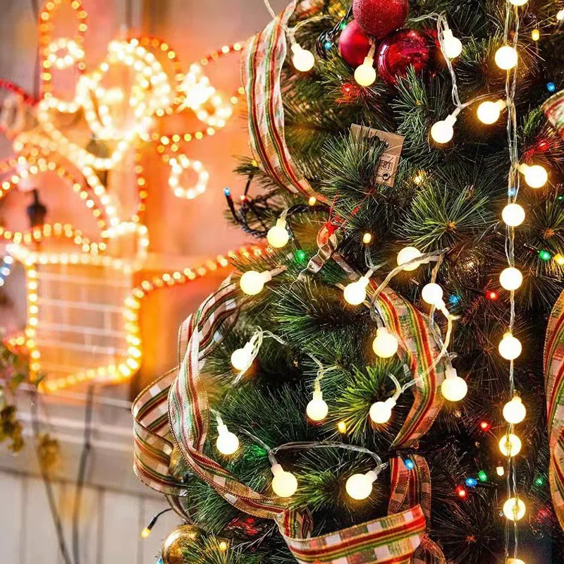 LED Cadena de Luces Con la Ronda de Bolas de Navidad Luces de Hadas de Vacaciones Festón Garland de la Lámpara de la Fiesta de la Boda de Luz en el Hogar Decoración Imagen 1