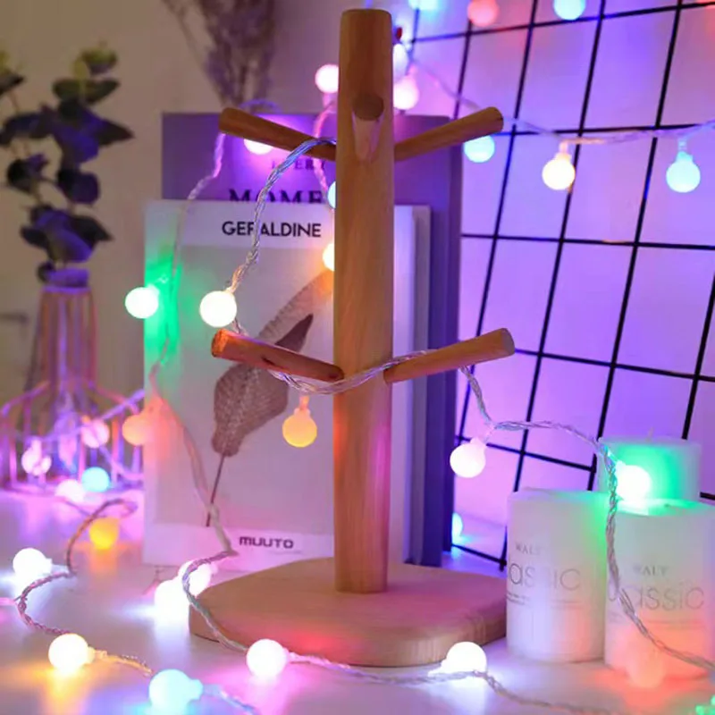 LED Cadena de Luces Con la Ronda de Bolas de Navidad Luces de Hadas de Vacaciones Festón Garland de la Lámpara de la Fiesta de la Boda de Luz en el Hogar Decoración Imagen 3