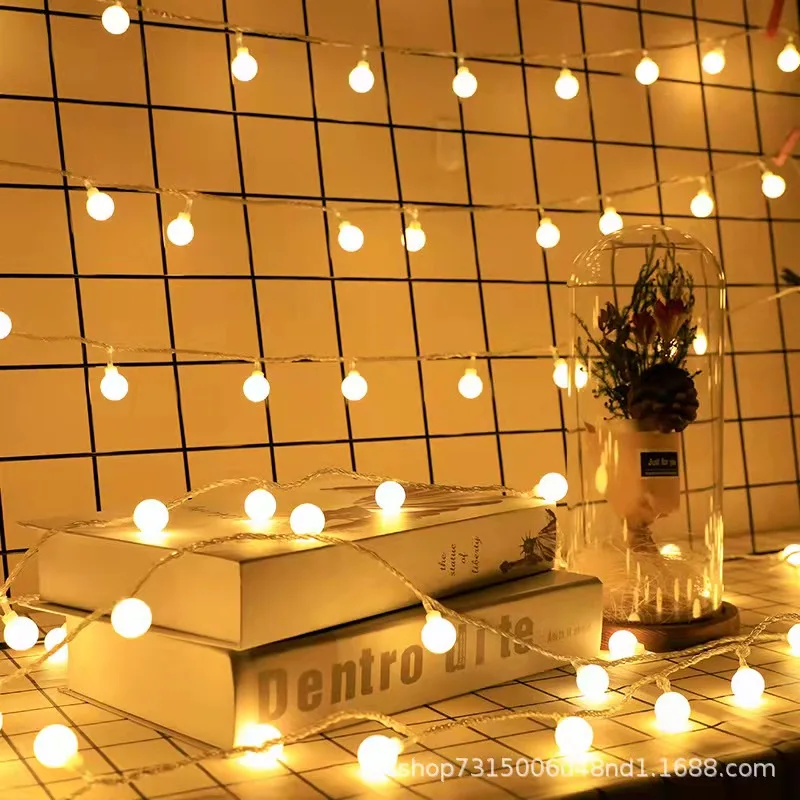 LED Cadena de Luces Con la Ronda de Bolas de Navidad Luces de Hadas de Vacaciones Festón Garland de la Lámpara de la Fiesta de la Boda de Luz en el Hogar Decoración Imagen 4