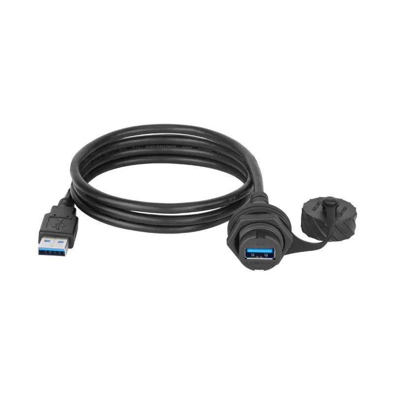 LSHITECH 0.3 m y 4 m Cable de Extensión de 1,5 a 30V Industrial Impermeable de la Hembra del Panel de USB3.0 Datos del Conector del Cable USB Adaptador M20 Imagen 2