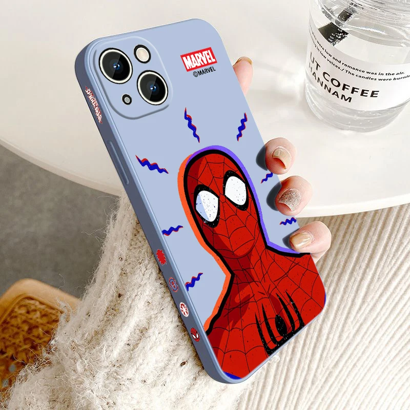 Marvel Spider-Man Anime caja del Teléfono Para el iPhone de Apple 14 13 11 12 mini Pro Max 8 7 Más Líquido a la Izquierda de la Cuerda Funda Tapa Trasera Imagen 1