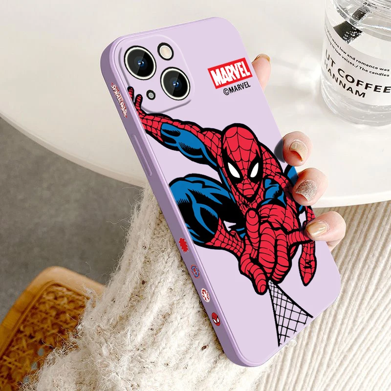 Marvel Spider-Man Anime caja del Teléfono Para el iPhone de Apple 14 13 11 12 mini Pro Max 8 7 Más Líquido a la Izquierda de la Cuerda Funda Tapa Trasera Imagen 2