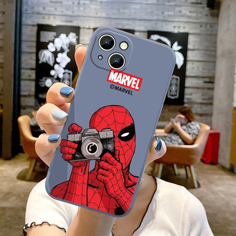 Marvel Spider-Man Anime caja del Teléfono Para el iPhone de Apple 14 13 11 12 mini Pro Max 8 7 Más Líquido a la Izquierda de la Cuerda Funda Tapa Trasera Imagen 3