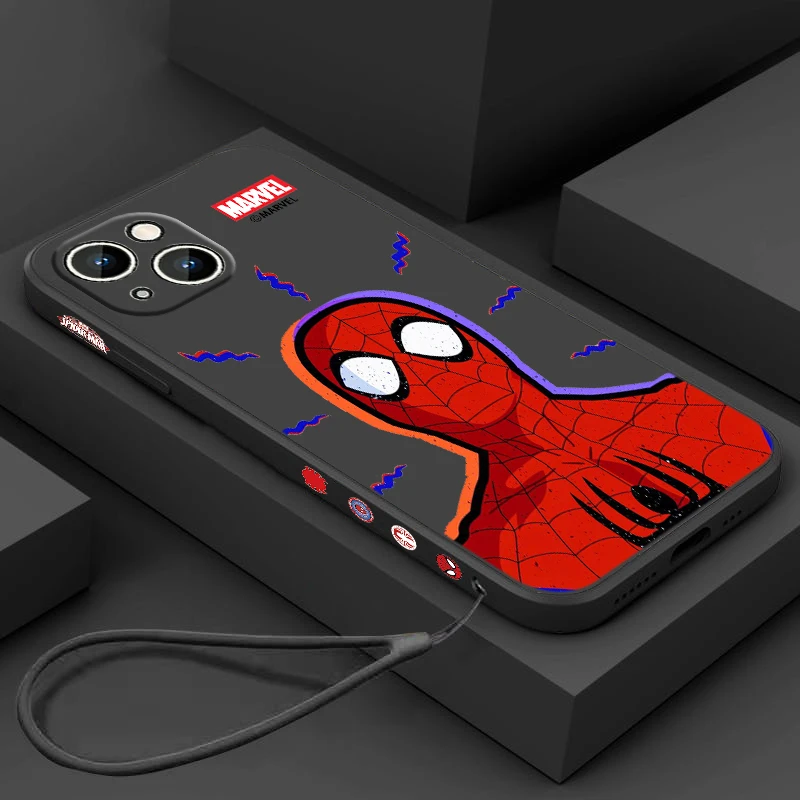 Marvel Spider-Man Anime caja del Teléfono Para el iPhone de Apple 14 13 11 12 mini Pro Max 8 7 Más Líquido a la Izquierda de la Cuerda Funda Tapa Trasera Imagen 4