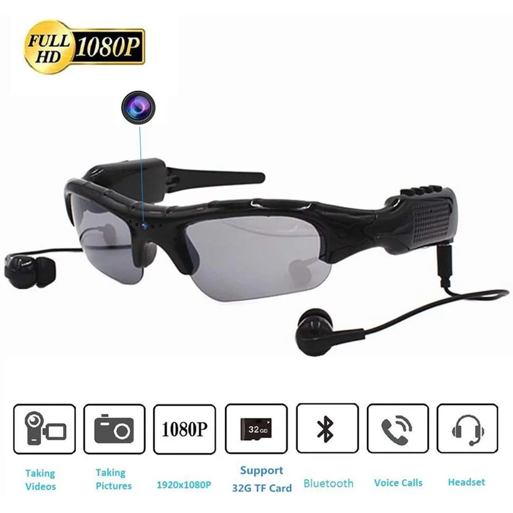 Mini Cámara Multi-función Sunglasseswith Auricular Bluetooth de Deportes de la Grabadora de Video Lentes Polarizadas de Sol de Cristal 1080P Videocámara Imagen 0