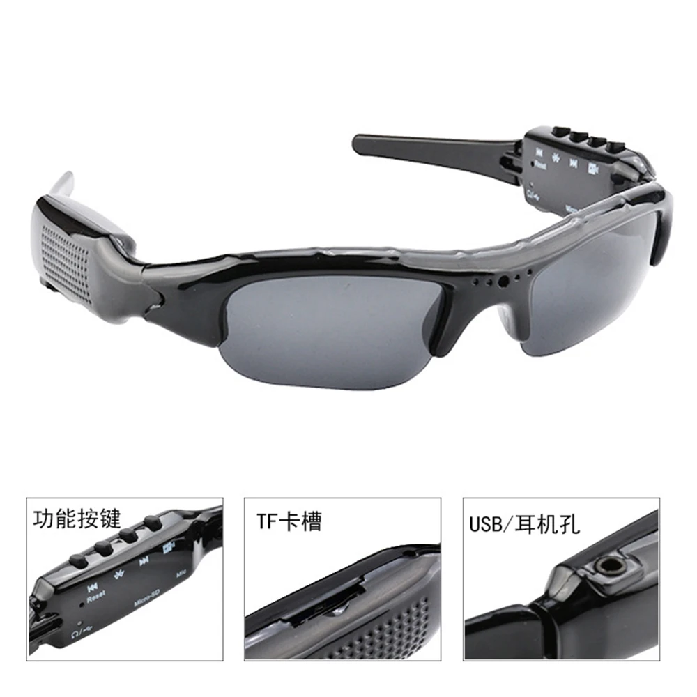 Mini Cámara Multi-función Sunglasseswith Auricular Bluetooth de Deportes de la Grabadora de Video Lentes Polarizadas de Sol de Cristal 1080P Videocámara Imagen 4