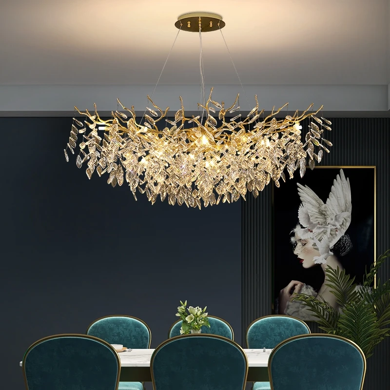 Moderna de Oro de Lujo de la araña de Cristal para Comedor Sala de estar Rama de la Lámpara Colgante Grande Accesorio de Iluminación para el Lobby del Hotel Imagen 2