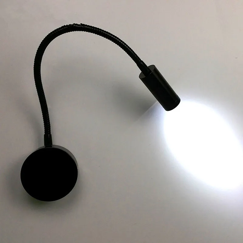 Negro Manguera Flexible LED Moderna lámpara de Pared, Lámpara de Brazo Flexible de la Luz 3W LED de la Iluminación del Espejo de protección de Ojos Ajustable de Pared de 220v de Iluminación Imagen 1