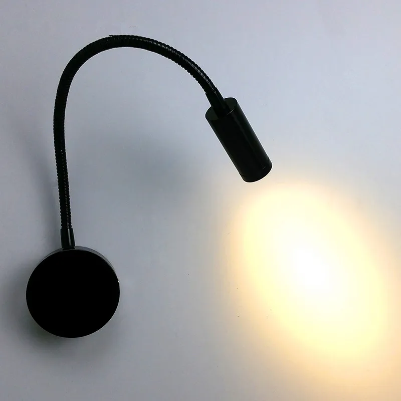 Negro Manguera Flexible LED Moderna lámpara de Pared, Lámpara de Brazo Flexible de la Luz 3W LED de la Iluminación del Espejo de protección de Ojos Ajustable de Pared de 220v de Iluminación Imagen 2