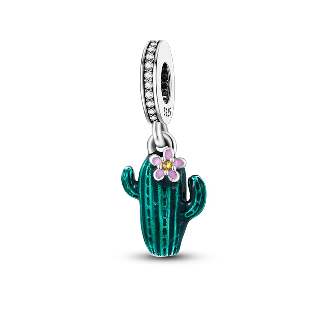 Original de la Joyería 100% de la Plata Esterlina 925 Encantos ajuste de Pandora Accesorios de Piña Flor de Cactus Trébol de Perlas Colgante de Mujer Imagen 5