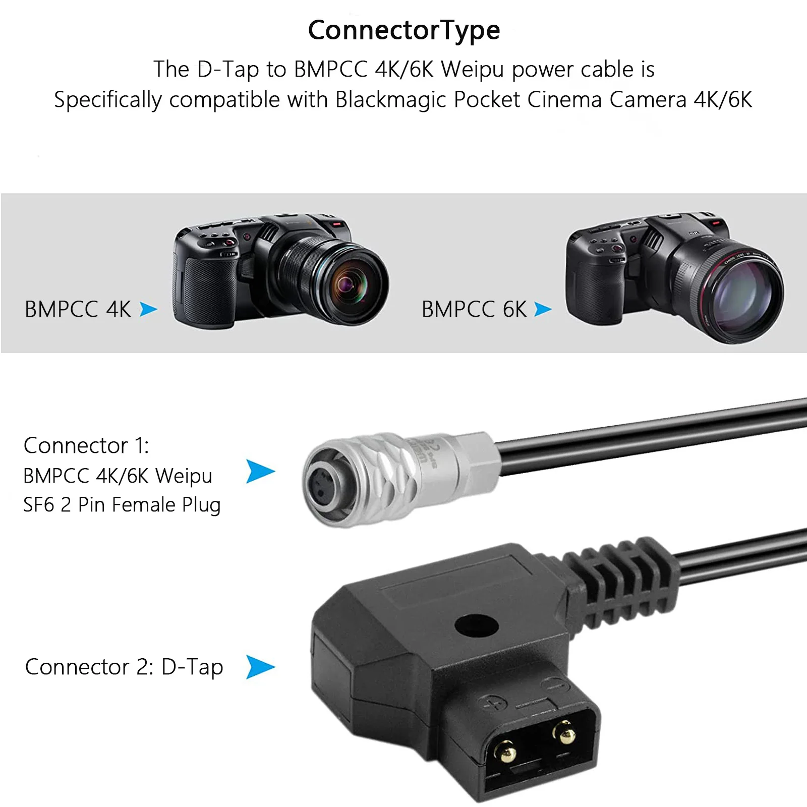 PD3.0 12V DC5525 Macho D-presiona a Para BMPCC 4K/6K Cable de Alimentación Cable en Espiral para la Blackmagic Pocket Cinema Camera 4K/6K Imagen 5