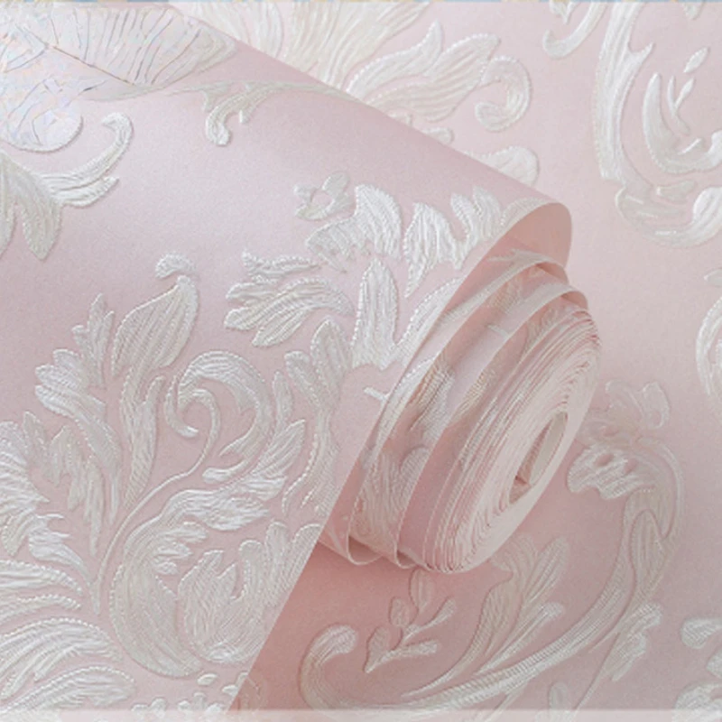 Rosa 3D de papel Tapiz Floral para las Niñas Pared de la Habitación de Papel de Contacto de Textura en 3d etiqueta Engomada de la Pared Decoración del Hogar de la Pared de Papel en Rollos טפט לקיר Imagen 0
