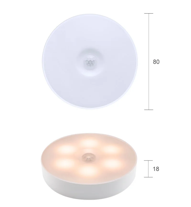 Sensor Inalámbrico LED Luz de la Noche del Dormitorio de la Lámpara USB Recargable ahorro de Energía Automático Montado en la Pared del Cuerpo de la Lámpara de la Inducción Imagen 1