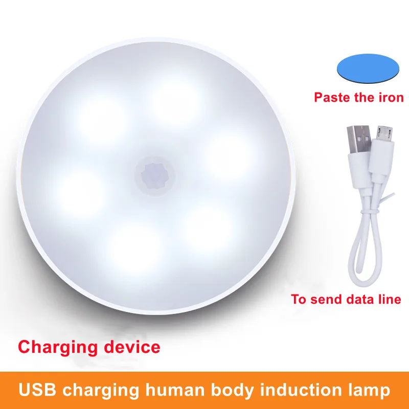 Sensor Inalámbrico LED Luz de la Noche del Dormitorio de la Lámpara USB Recargable ahorro de Energía Automático Montado en la Pared del Cuerpo de la Lámpara de la Inducción Imagen 2
