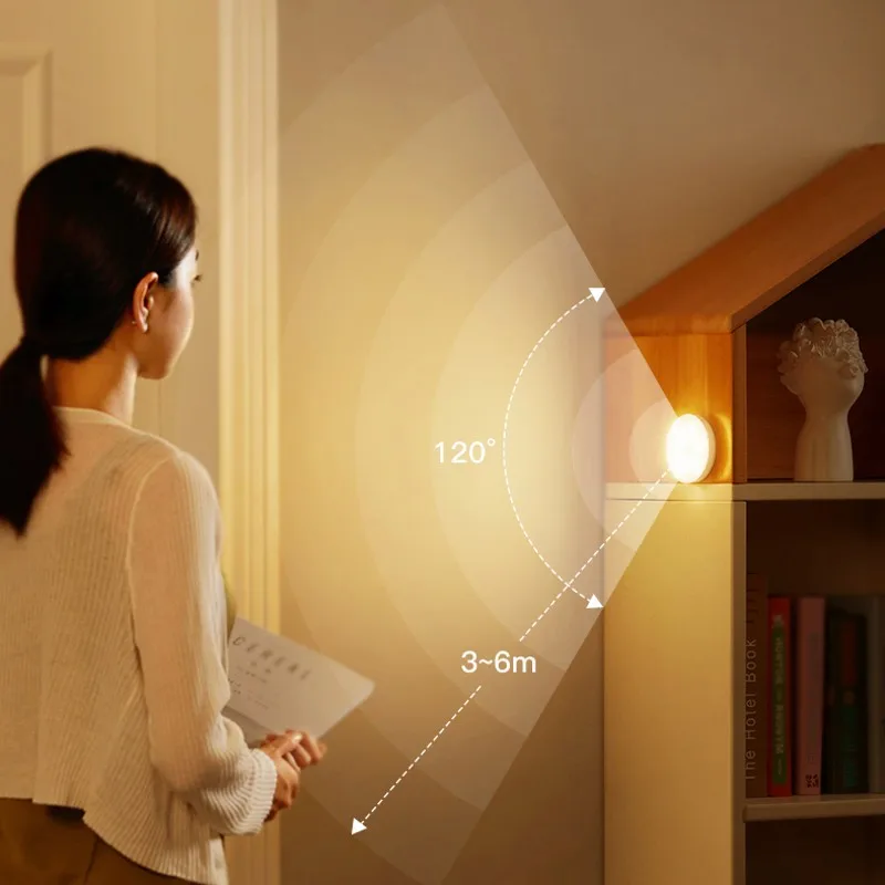 Sensor Inalámbrico LED Luz de la Noche del Dormitorio de la Lámpara USB Recargable ahorro de Energía Automático Montado en la Pared del Cuerpo de la Lámpara de la Inducción Imagen 5