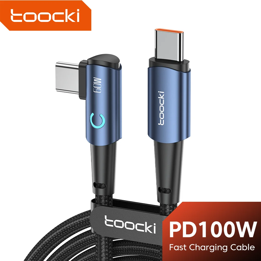 Toocki 100W Tipo C Tipo C 90 Grados Codo Cable de Datos de Tipo C, Cable de USB A Usb Cargador de Teléfono de Carga Rápida de 3M Para el Xiaomi Imagen 0